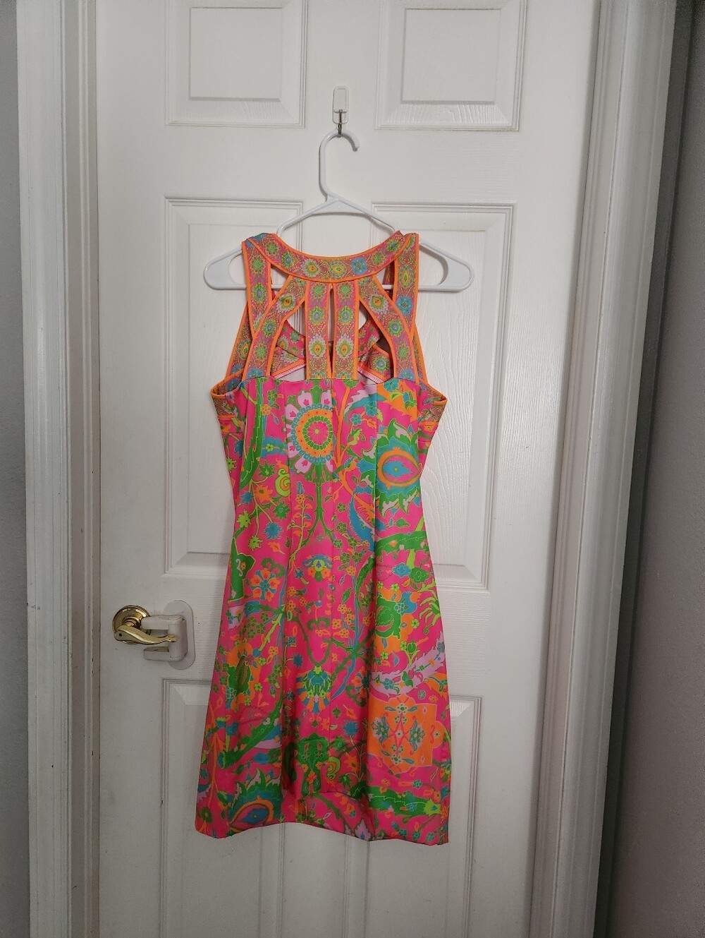 Gretchen Scott Designs Pink Multicolor Print Sleeveless Dress Size M Like New - Picture 4 of 4